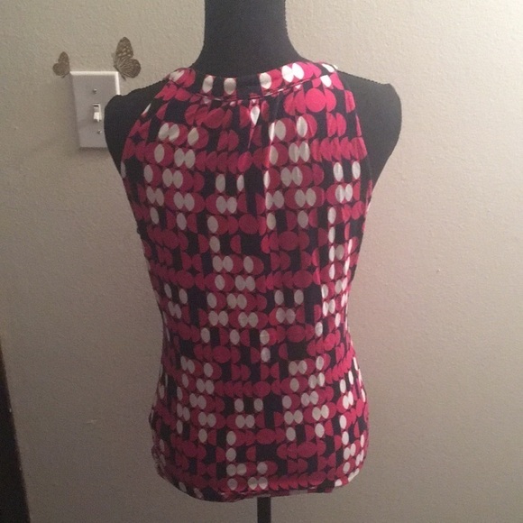 Banana Republic women’s polka dot pink, black and white ribbed blouse​​ - Picture 6 of 8